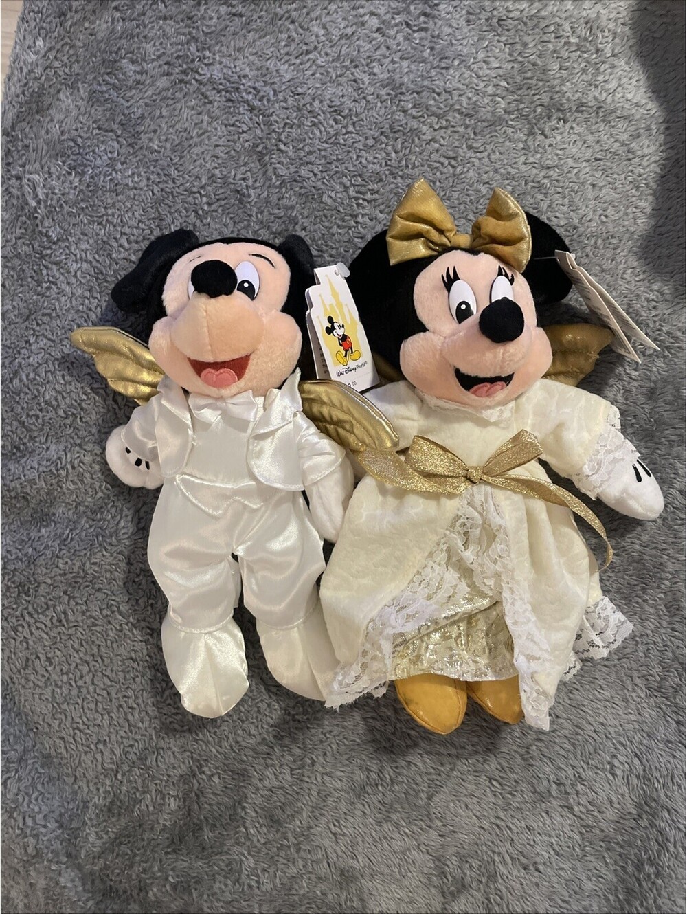 Disney Store Mickey And Minnie Mouse Angel Set Of 2 Plush 8” New With Tags
